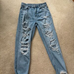 American Eagle Outfitters Ripped Light Blue Boyfriend Jeans